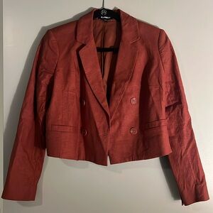 Rust cropped linen blazer